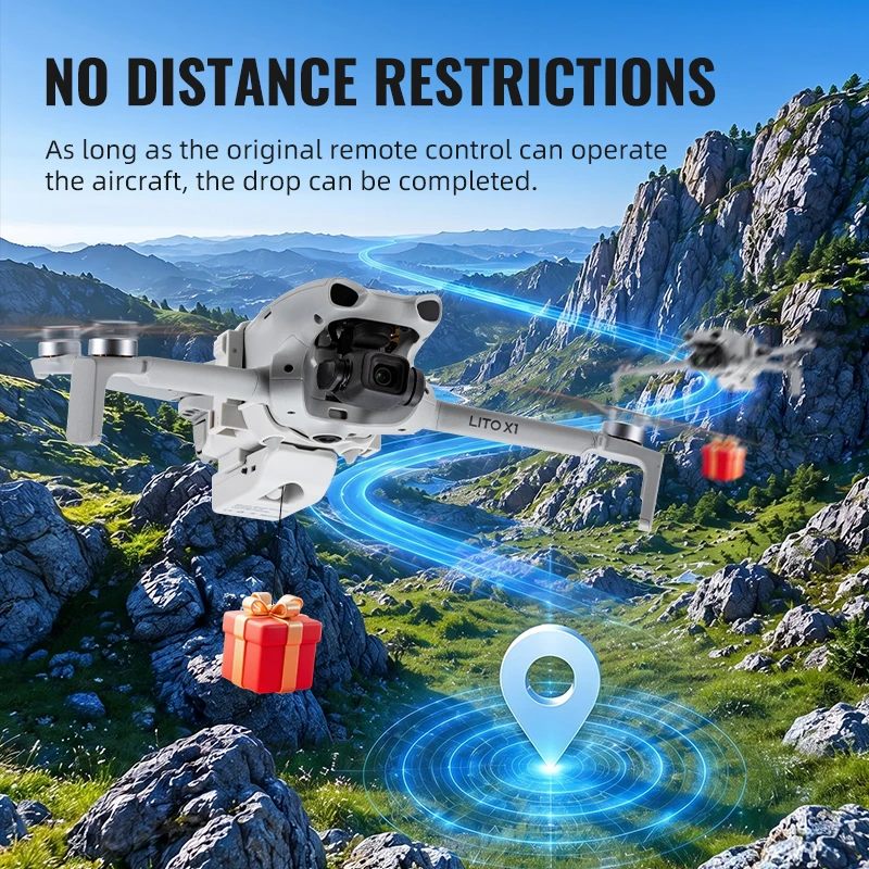 Système de largage aérien 12 km pour DJI Lito 1/X1 - 40g, 70g charge