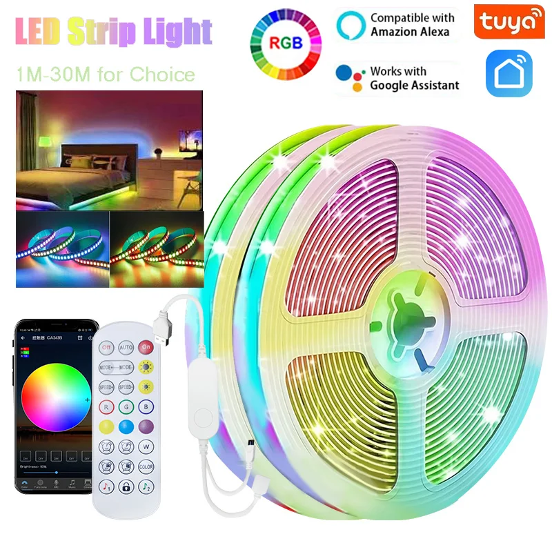 WS2812B RGBIC 5050RGB LED Strip Light App Control Chasing Effect S6e1bed3fe4d1498cadf6c3547f32584fG