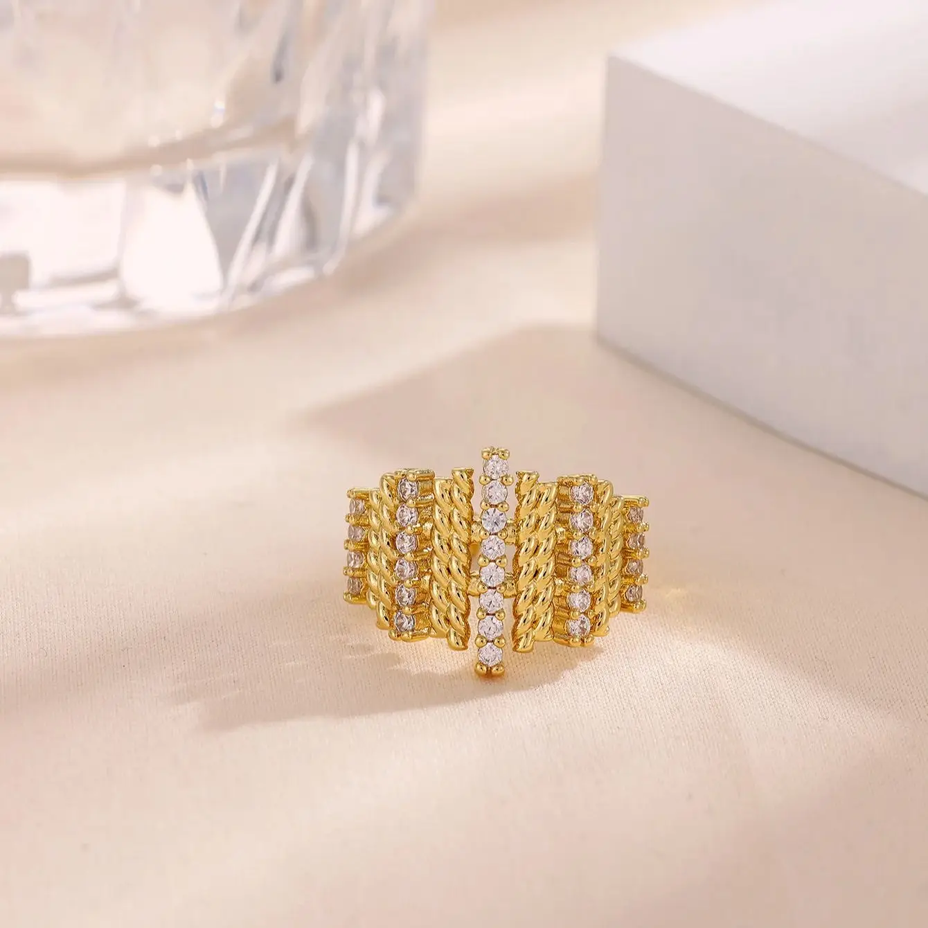 Zircon Geometric Woven Rings for Women