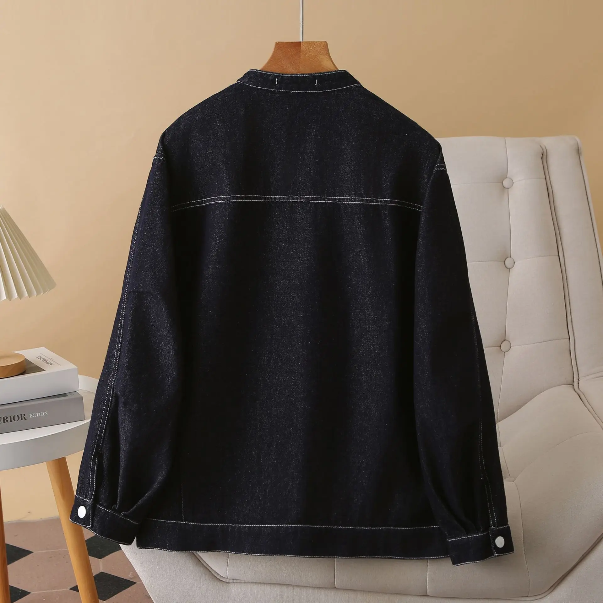 Fashion Plus Size Women's Denim Jacket Loose In Autumn Bright Line Decorate Casual Cardigan Coat 975