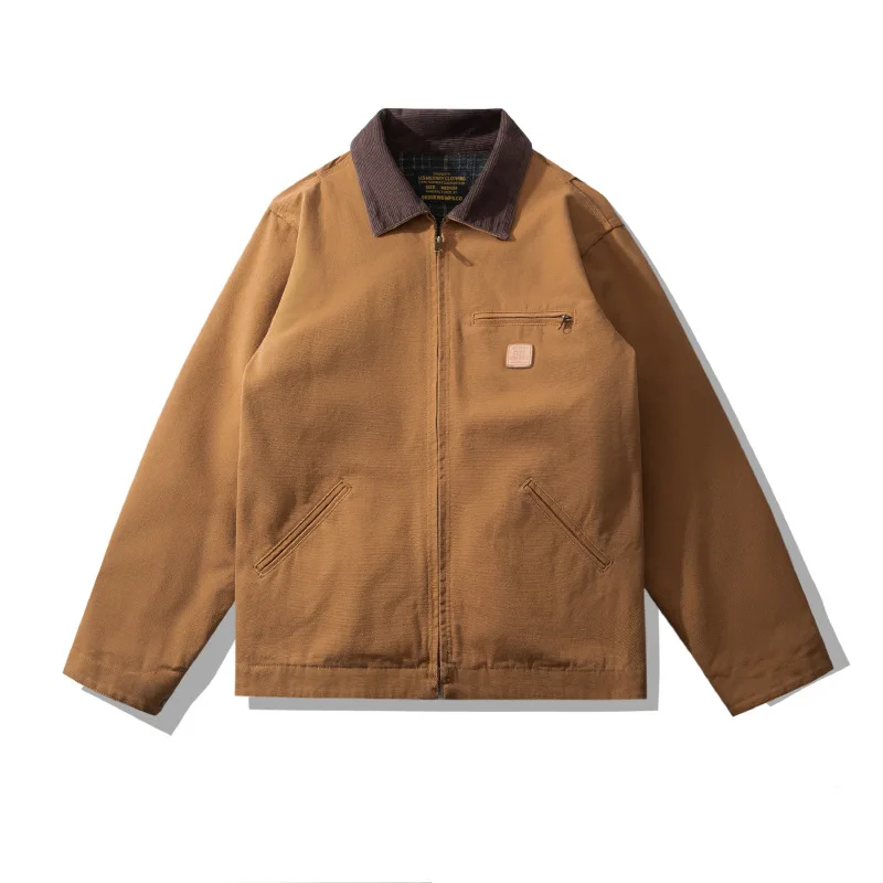 OKONKWO-Cleanfit Detroit Jacket, Outdoor Trekking Riding Motorcycle Canvas Thickened Coat, Camping Fitness Sport Stormsuit