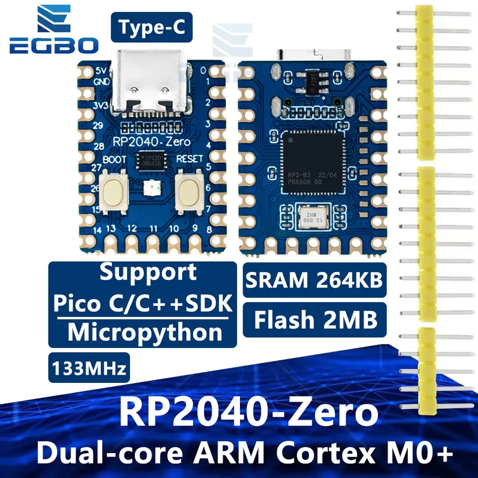 1~3PCS RP2040-Zero For Raspberry Pi Microcontroller PICO Development Board Module with Dual-Core Cortex M0+ Processor 2MB Flash image 1