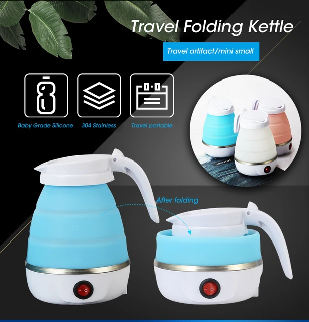 Small Electric Kettle Stainless Steel, 0.6L Portable Travel Kettle with  Double Wall Construction, Mini Hot Water Boiler Heater, Electric Tea Kettle