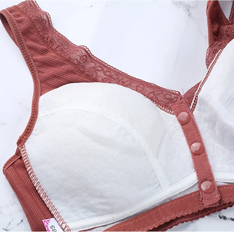 BreastFeeding Bra for Women Lace Maternity Underwear Breathable Soft Front Closure High Elasticity Strap Postpartum Nursing Bras 5