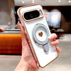 Luxury Plating TPU Phone Case with Stand Holder - Elegant Design - Pixel 10 (White)