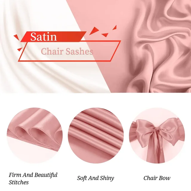 Ceintures à nœud de chaise en Satin, 10/50 pièces, attaches en ruban à nœud pour chaise de mariage, pour fête, événement, hôtel, Banquet, fournitures, décorations pour la maison, vente en gros 3