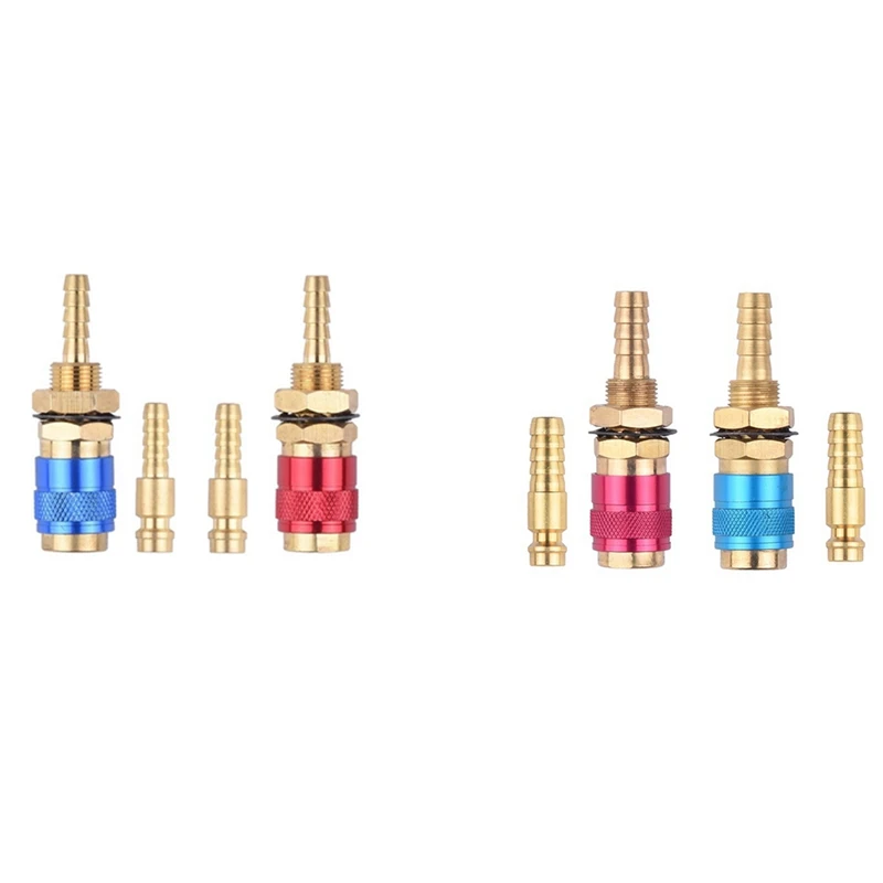 

New 2Pcs Water Cooled Air Cooled Gas Water Adapter Quick Connector Fitting For MIG TIG Welding Torch Plug, Blue+Red