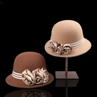 Autumn Winter NEW Wool Formal Hat Women’s  Hat Church Hat Fisherman Hat Rose Blossoms Pearl Elegant Fashion Versatile
