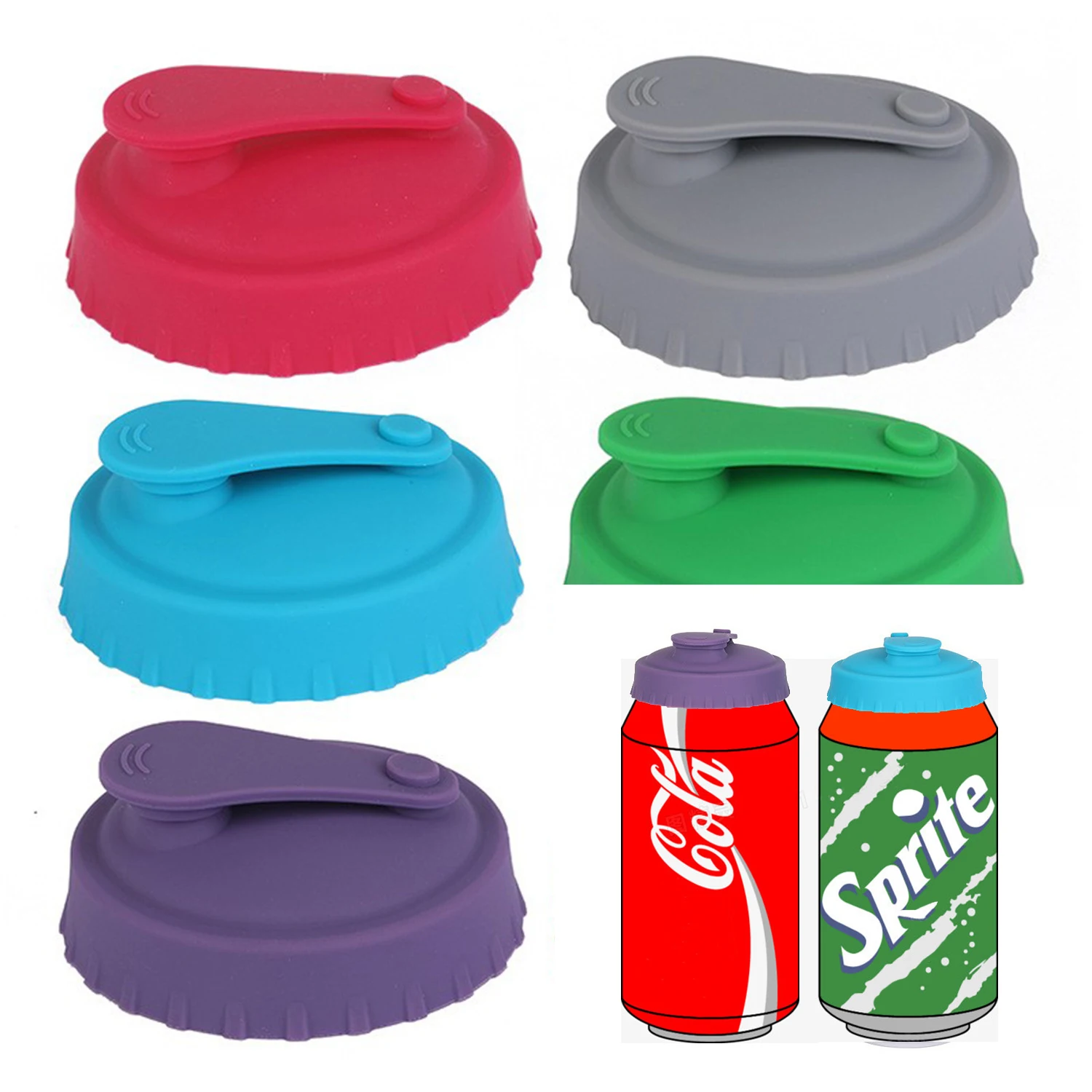 6 Colors Reusable Leak-Proof Silicone Fresh-keeping Lids for Beer/Cola Cans fresh keeping cover preservation cover