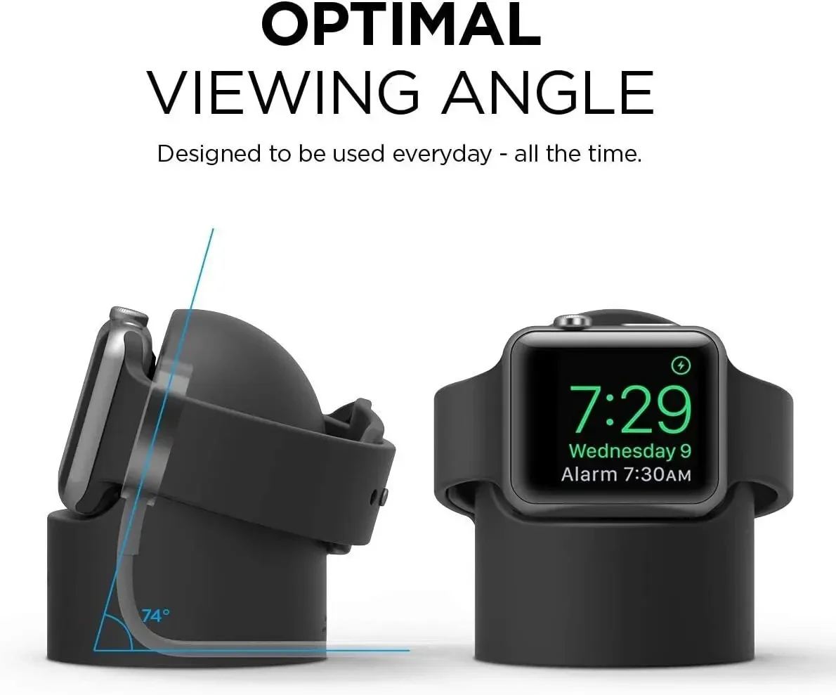Charger Stand For Apple Watch Series Ultra2/10/9/8/SE/7/6/SE 49mm/46mm/45mm/44mm/42mm/41/40/38 Durable Silicone Nightstand Mode apple watch charger stand apple watch charging bracket