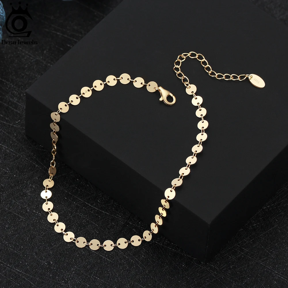Anklet Bracelets Silver Anklets Ankle Chain ORSA JEWELS Tennis&Paper Clip Chain 925 Silver Women's Summer Foot Chain Bracelet Fashion Ankle Straps Jewelry SA21