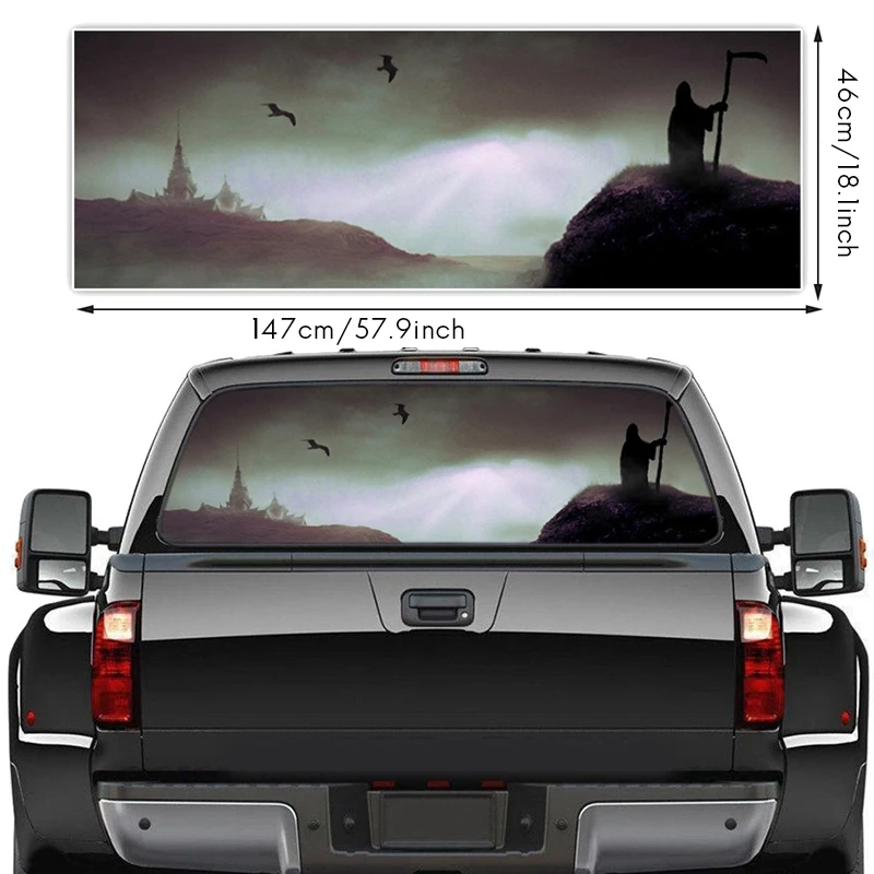 

Grim Reaper блузка заднего лобового стекла 3D заднего лобового стекла 57,9x18,1 дюйма