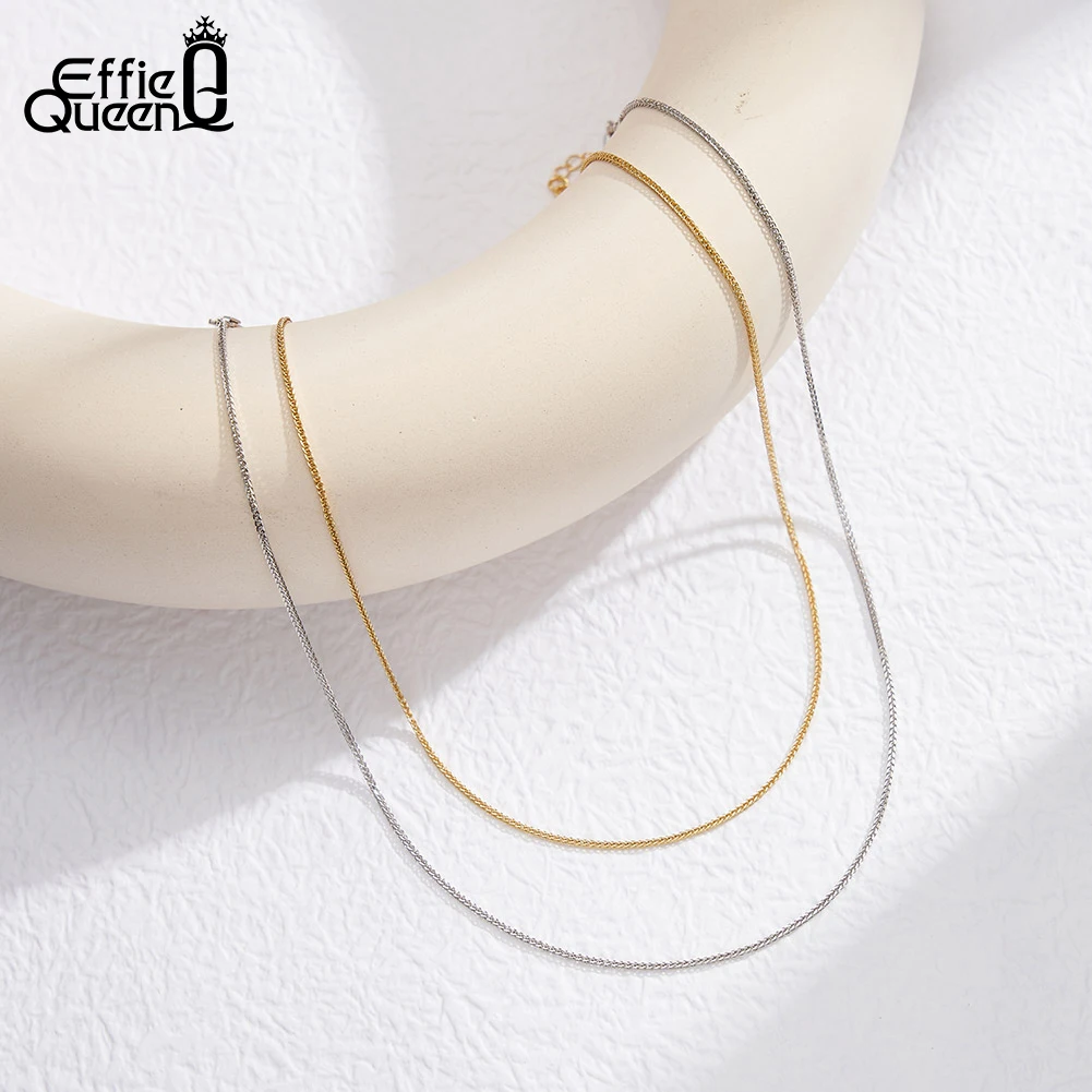 Effie Queen 925 Sterling Silver Chopin, Paperclip, Bamboo Link Chain Choker For Men Unisex Design Collares Basic Necklace SC82 5
