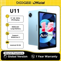 Global Version DOOGEE U11 Android 15 Tablet 11" Ultra-clear 90Hz Display 16GB(4+12) 128GB 8580mAh Battery Unisoc T606 octa-core 1