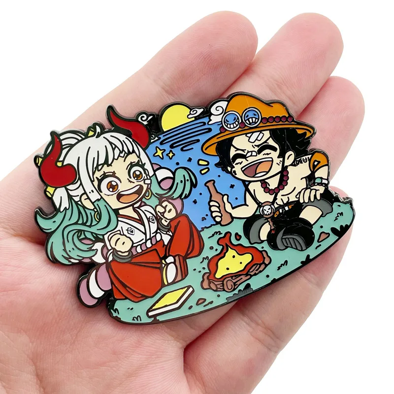 Anime ONE PIECE / Portgas·D· Ace Metal Enamel Badge Backpack