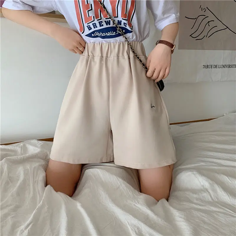 Summer Women Five-point Pants Sweet Casual Harajuku Cotton 2021 Sports Loose Thin Wide-leg Pattern Printing Elastic Girls Shorts plus size clothing