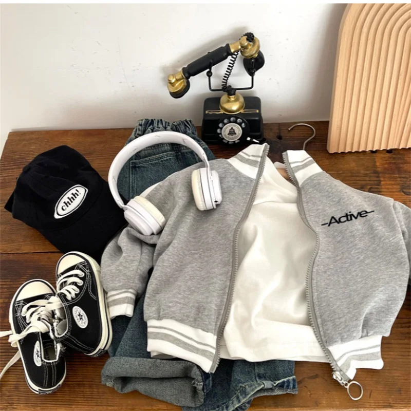 Baby Clothes Jackets Boys Girls Baseball Coat New Spring Autumn Childhood Suit Middle and Big Children Casual Fashion Outerwear