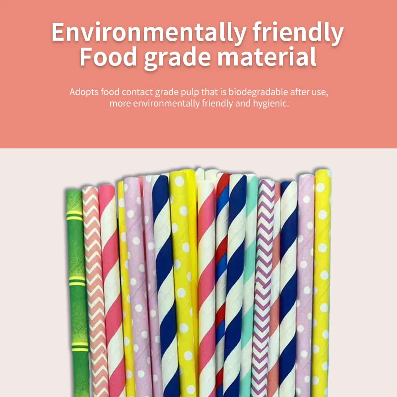 6*350mm Paper Straws 300pcs Mxed Colorful Cotton Swabs Food Decoration Dessert Drink Paper Straws for Dessert Coffee Restaurant