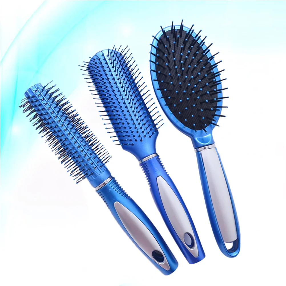 Hair Brush Set with Detangling Paddle Brush Cushion Hair Combs Hair Dryer Brush for Men Kids 3pcs ( Blue ) 3pcs lab industrial 405nm 20mw purple blue laser dot line cross diode module 3v 6v 13x42mm