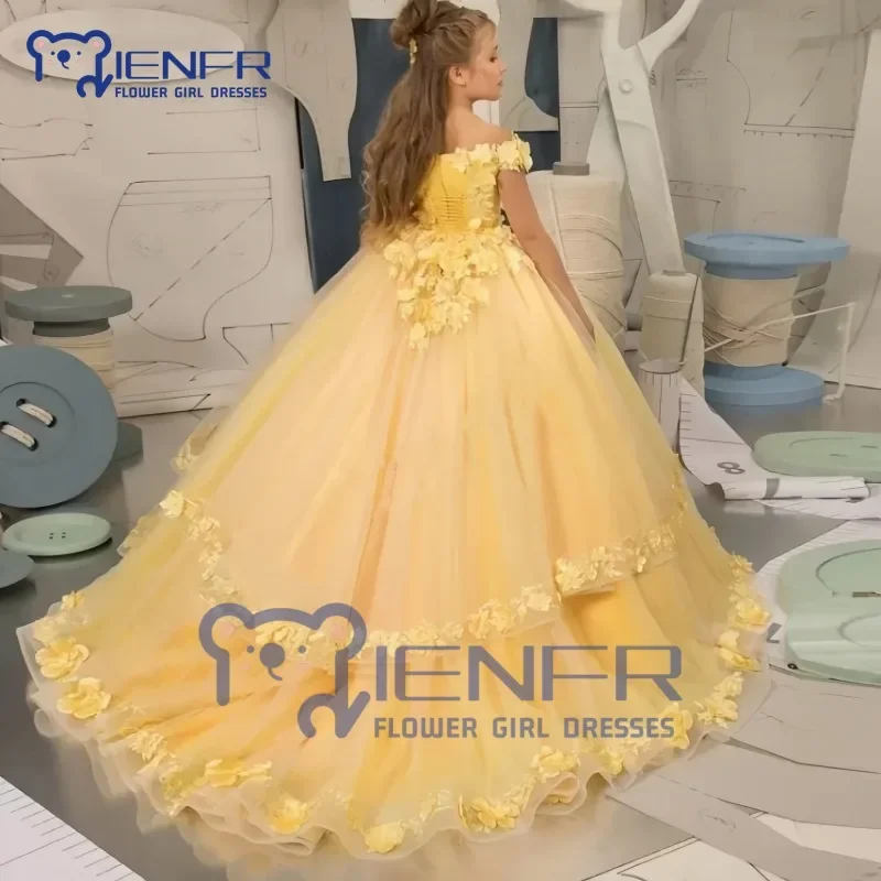 Blush Lace Flower Girl Dress Sweetheart Long Princess for Wedding Bridesmaid Birthday Party First Communion flower girl dresses