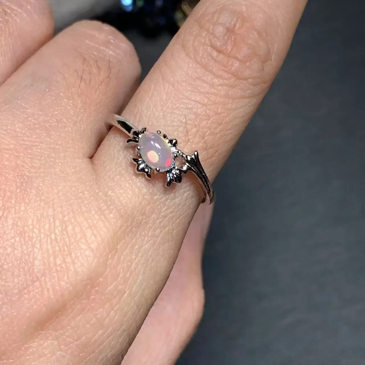 Authentic Australia natural fire opal white copper Luxury Ring Jewelry for Women Gift Wholesale High Quality Vintage Fine