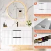 30" Bathroom Vanity with Sink, Floating Wall Mount, Soft-Close Function, Grooved Stripe Design, Hidden Damping Drawers (White) 6