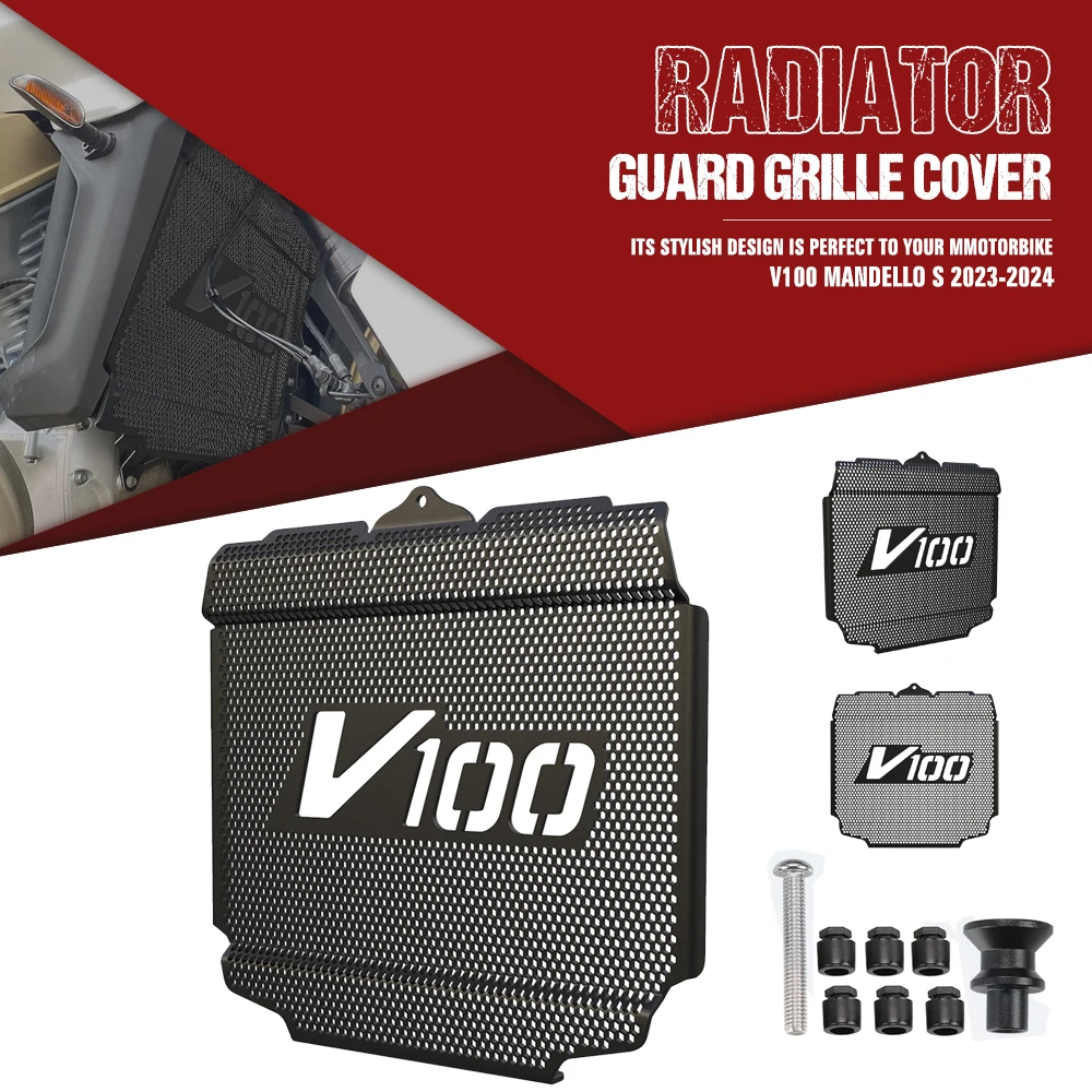 

For Moto Guzzi V100 Mandello S 2023 2024 Motorcycle Aluminium Radiator Guard Grille Water tank Protection Cover Car Accessories