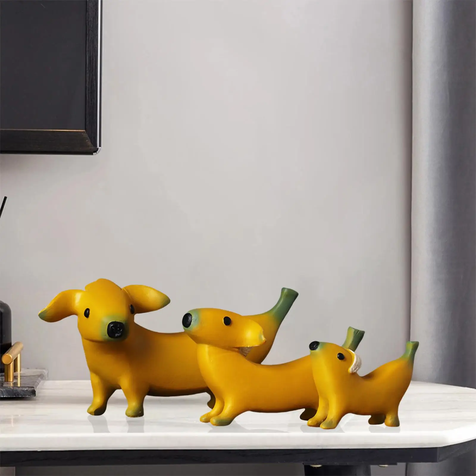 3pcs/set Banana Dog Statues Simple Cartoon Resin A Family Of Three Dogs  Ornaments Animal Figurines For Tv Cabinet Wine Cabinet - Statues &  Sculptures - AliExpress