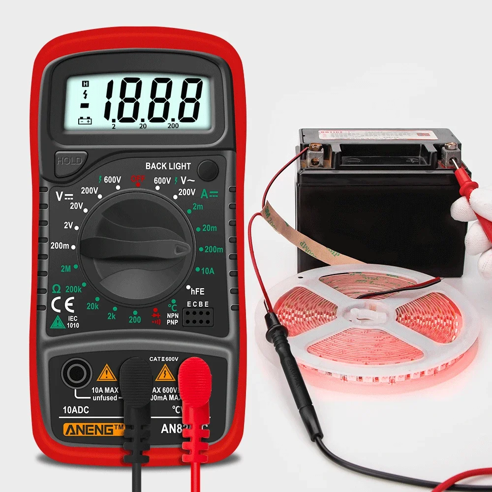 ANENG AN8205C Digital Multimeter AC/DC Ammeter Volt Ohm Tester Meter Multimetro With Thermocouple LCD Backlight Portable digital multimeter multimeter tester
