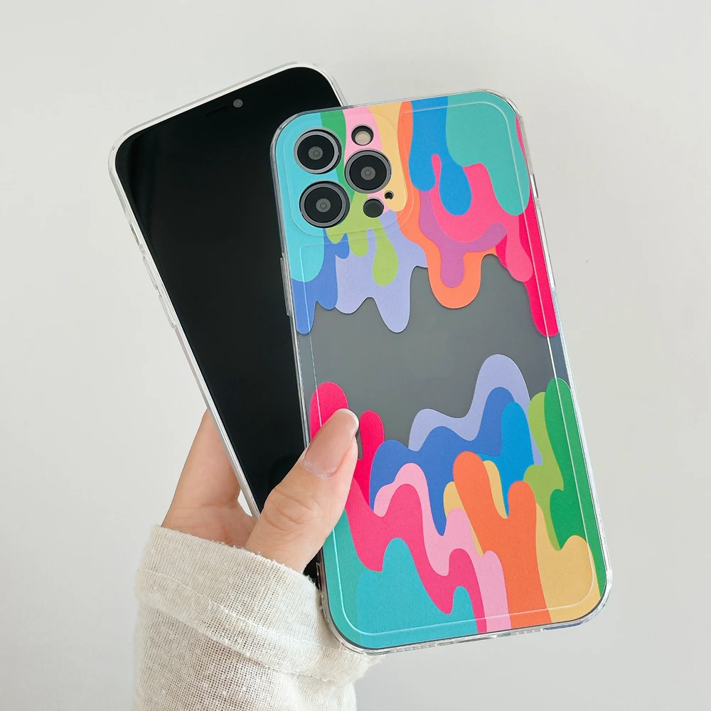Melted Colorful Painting Phone Case for iPhone 11 12 13 Pro Max X XS XR 7 8 Plus SE 2020 Shockproof Clear Soft Back Cover Shell iphone 13 pro max cover