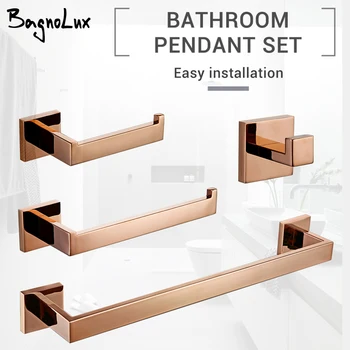 BagnoLux In Oro Rosa In Acciaio Inox Bella Gancio A Muro di Carta Igienica Supporto Del Tovagliolo Towel Bar Accessori Per il Bagno 1
