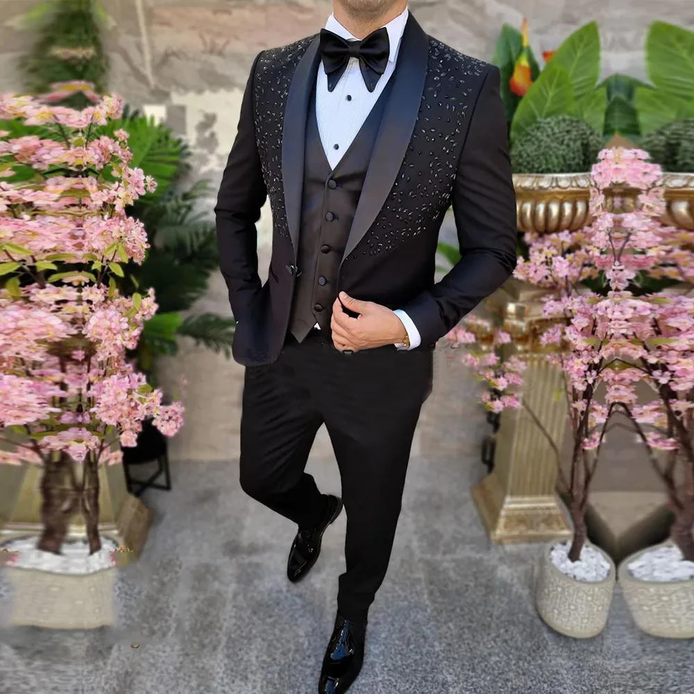 Blazer Suit For Men 3 Piece Outfit Set Suits Pants Mens Clothing Party Wedding Tuxedo Jackets vest designer clothes Black coats