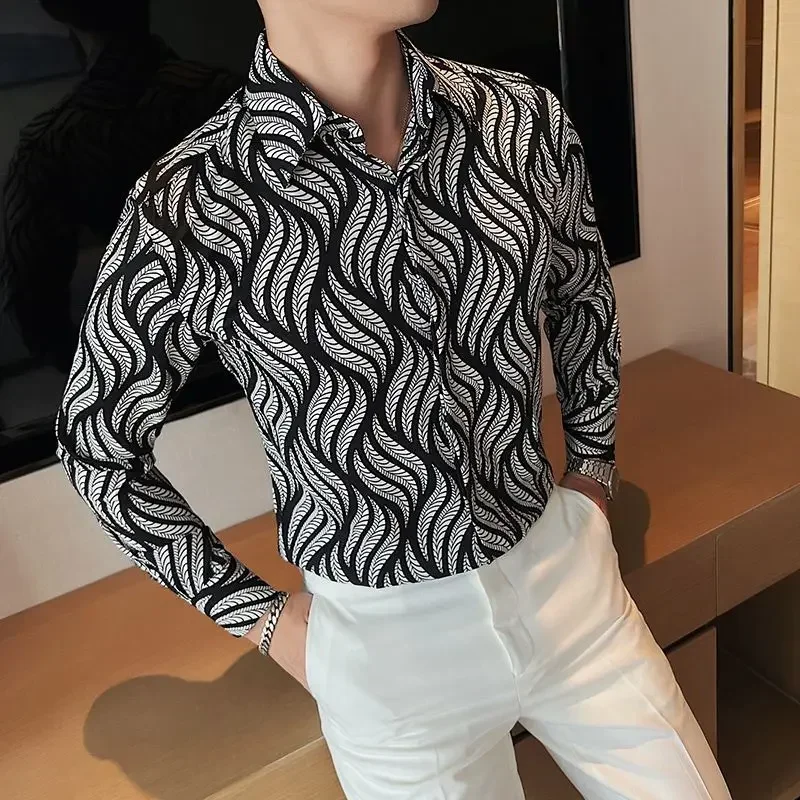 thumbnail image 1 of Camisa y blusa para hombre, ropa estampada con diseño geométrico para hombre, divertida, estilo hip hop, novedad de 2025, de alta calidad, de lujo, con mangas XXL, 1 of 4