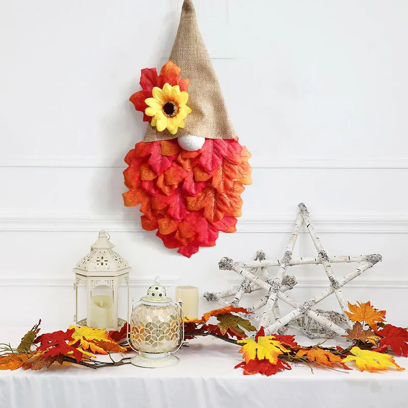 Autumn Thanksgiving Faceless Doll Decoration Wall Hanging Fabric Autumn Maple Leaf Hanging Decoration