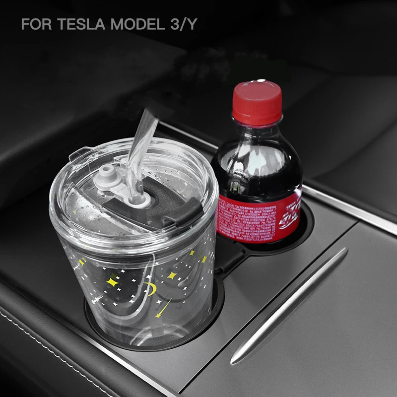 

Car Water Cup Holder For Tesla Model 3 Y 2021 Accessories Silicone Skid Proof Water Proof Double Hole Holder