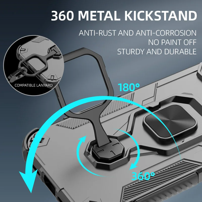 Magnetic Armor Shockproof Phone Case with Metal Ring Stand Holder