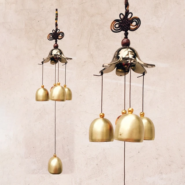 Set 5 Campane A Vento Buddha In Metallo - Carillon Eolici Cinesi Per Giardino E Casa - Foto 13