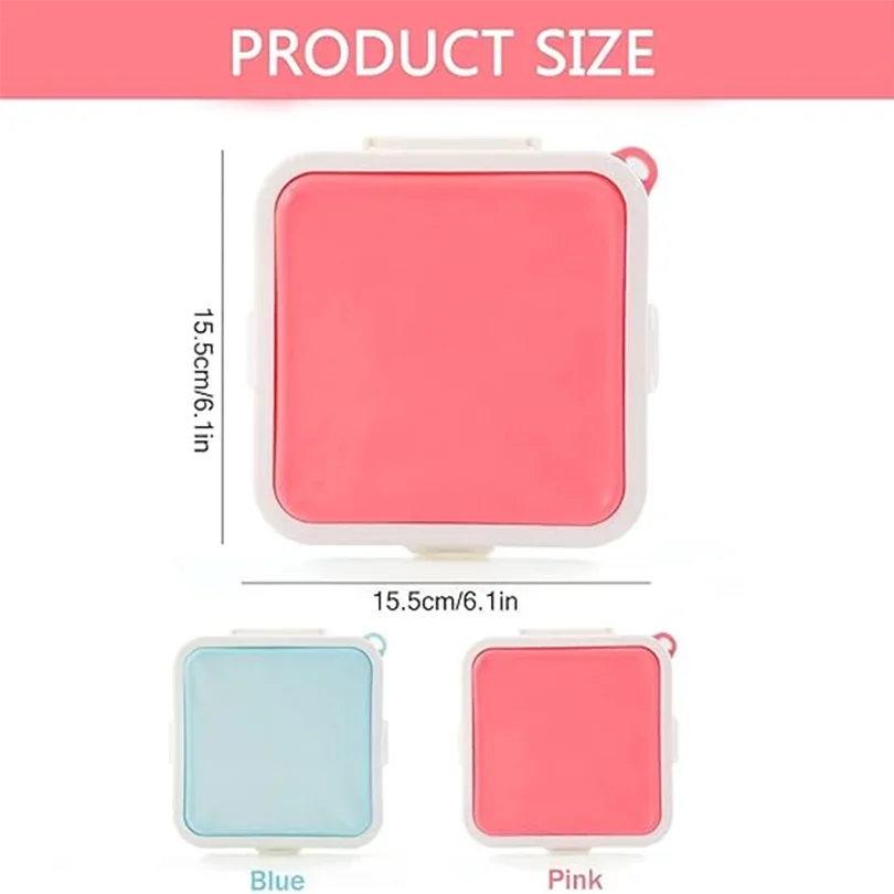 1pc Portable Sandwich Crisper Toast Storage Box Silicone Reusable Microwave Lunch Box Can Be Hung To Store Lunch Food Container