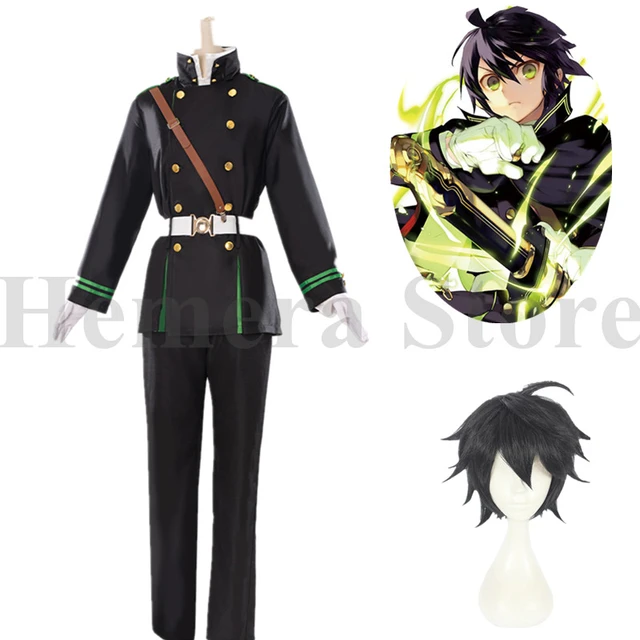 Anime Seraph of The End Ichinose Guren Cosplay Costume Wig Black Demon Army  Uniform Guren Squad Outfit Halloween Men Set Boys