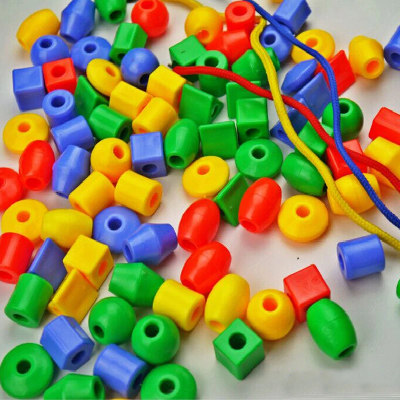 Threading Block Toys Plastic Bead String Bundle Storage Bag Developmental Toys Children Birthday Gift Early Education