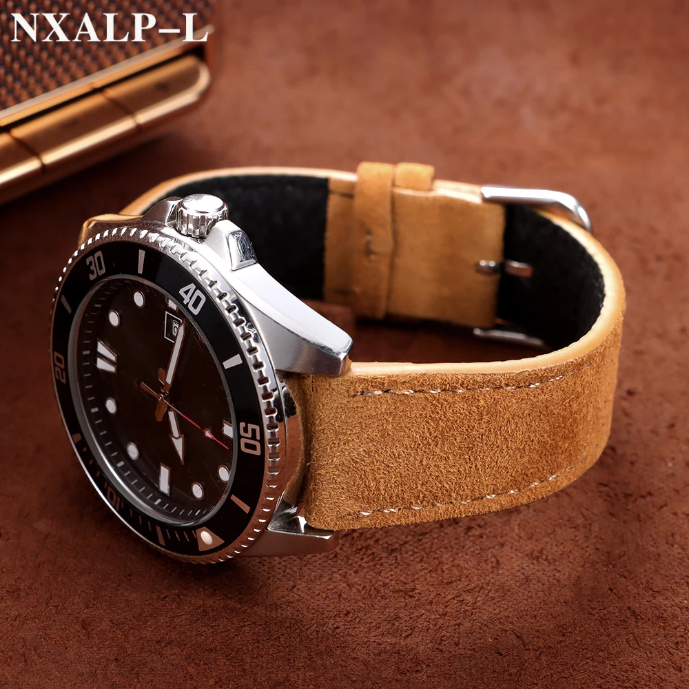 Vintage Brown Suede Cowhide Quick Release Watch Strap