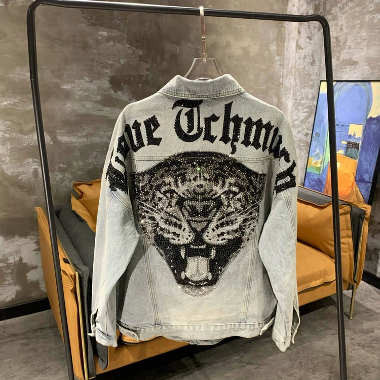 Gucci Tiger-embroidered Denim Jacket in Blue for Men