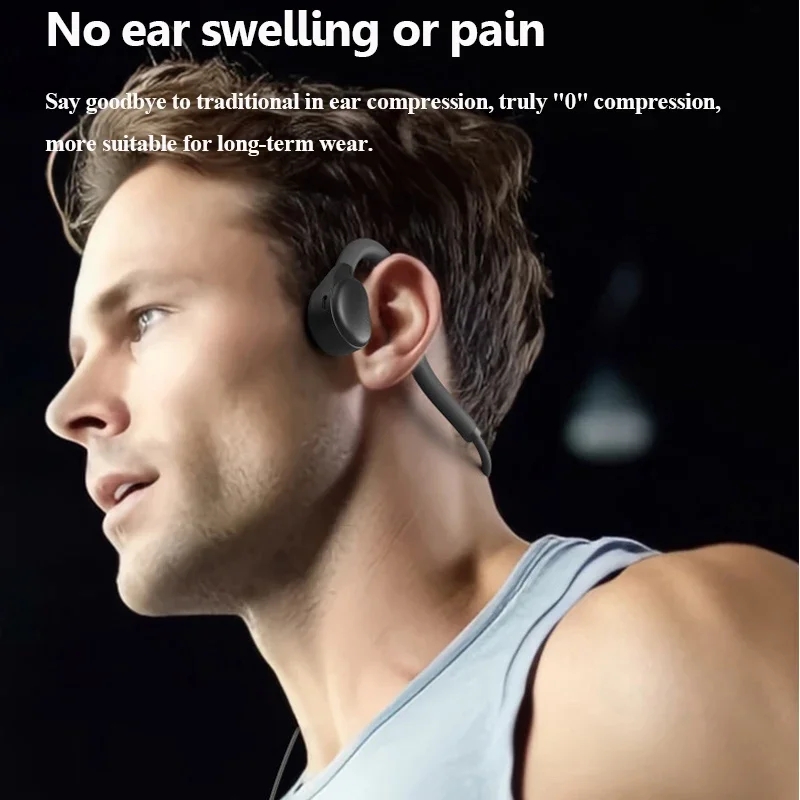 Open Ear Air Conduction Headphones 3.5mm Wired Stereo Not in Ear Music Headset Ultra Light with Microphone for IOS Andriod Phone 3