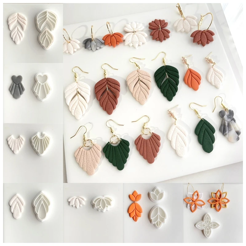

Leaf Shape/Lotus Flower Earrings Polymer Clay Mold Irregular Geometric Shape Clay Cutter DIY Jewelry Pendant Making Clay Tools