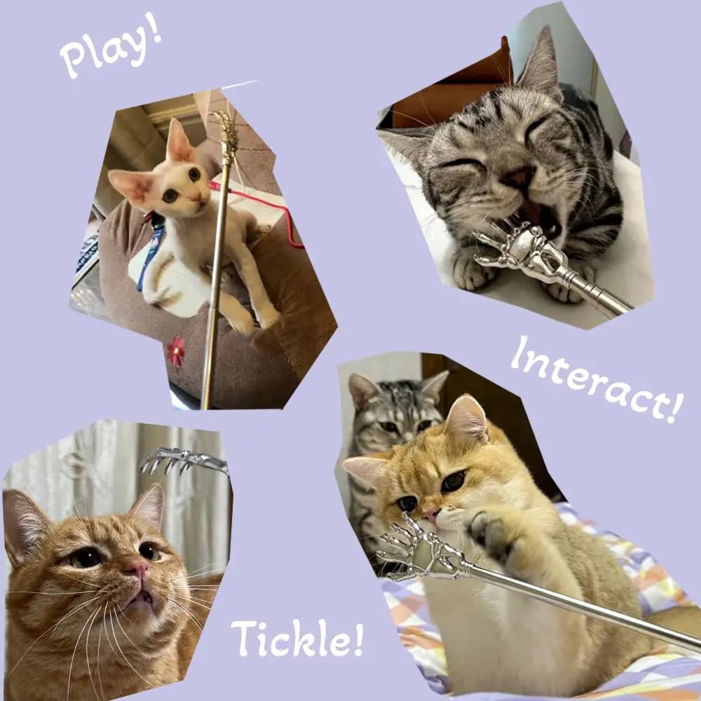 2-Pack Pet Interactive Touch Therapy Toys for Cat Dog Telescopic Pet Massage Stick for Training Bonding Rake Shaped Teaser Wand