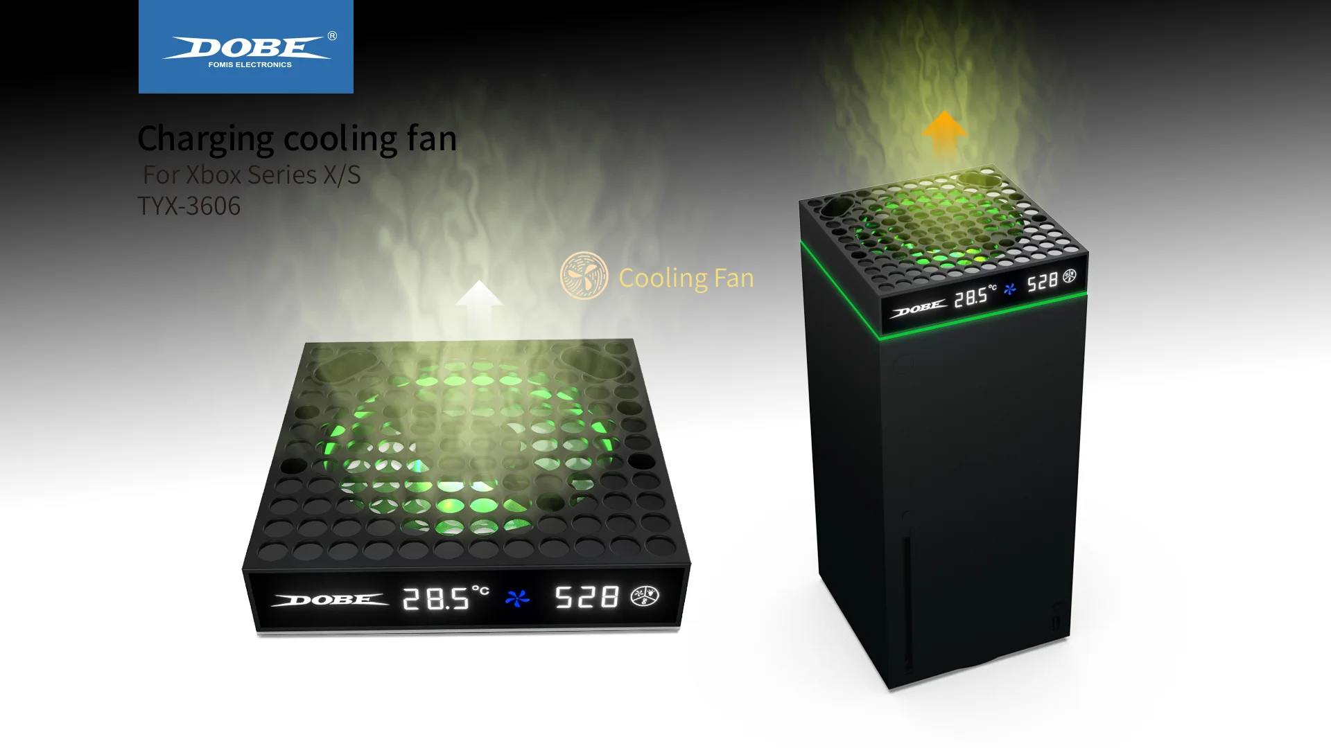 Cooling Fan and Charging Station for Xbox Series X/S with Intelligent Temperature Control Function,2PCS 1100mAh Battery TYX-3606