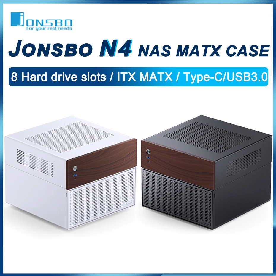 JONSBO N4 Mini NAS Case M-ATX Motherboard SFX Power 6 Large and 2 Small Hard Disk Bit 120mm*1 Fan Home Office Server PC Chassis