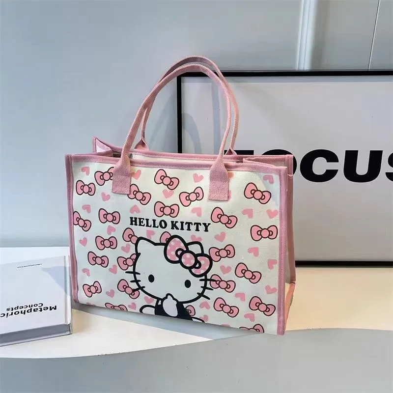 Hello Kitty Canvas Bag Sanrio Tote Bag Shoulder Storage Makeup