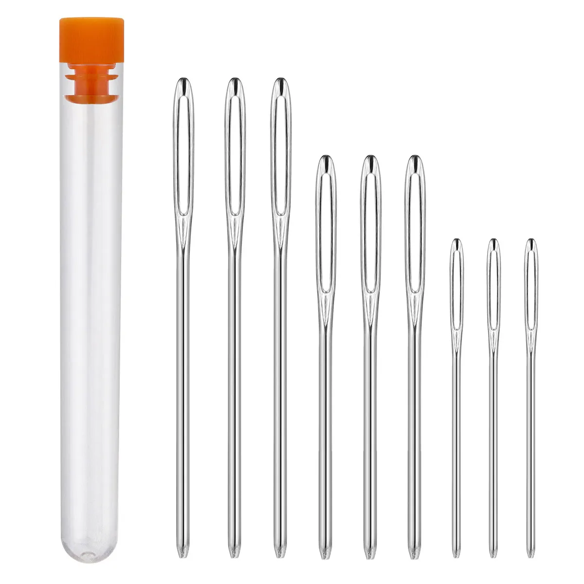 9Pcs 핸드 스티칭 바늘 큰 구멍 뭉툭한 팁 두꺼운 샤프트 원사 뜨개질 니들포인트 크로스 스티치용 부식 방지