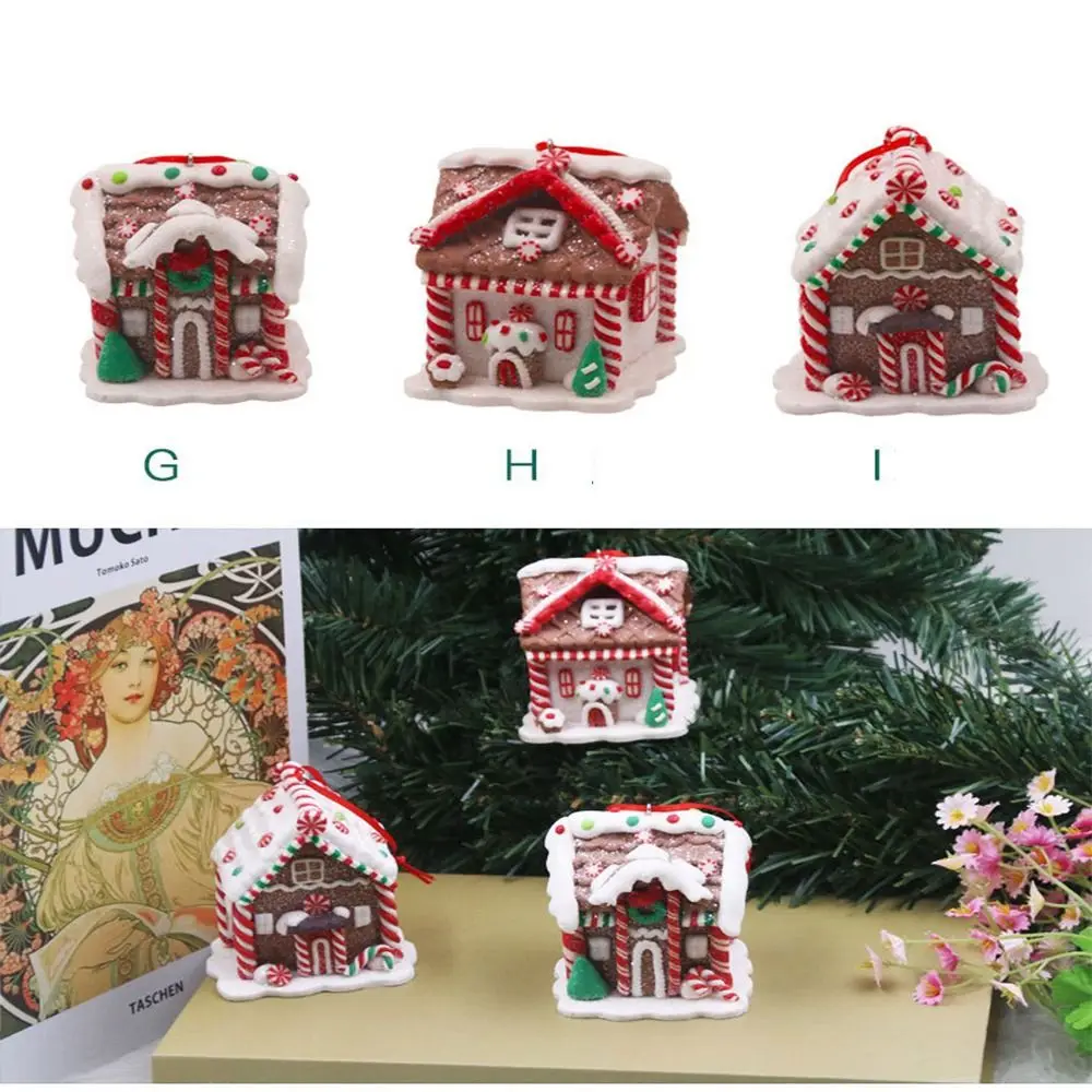 

Colorful Christmas House Hanging Pendant Christmas Hanging Ornaments Resin Christmas Gingerbread House Xmas Tree Scene
